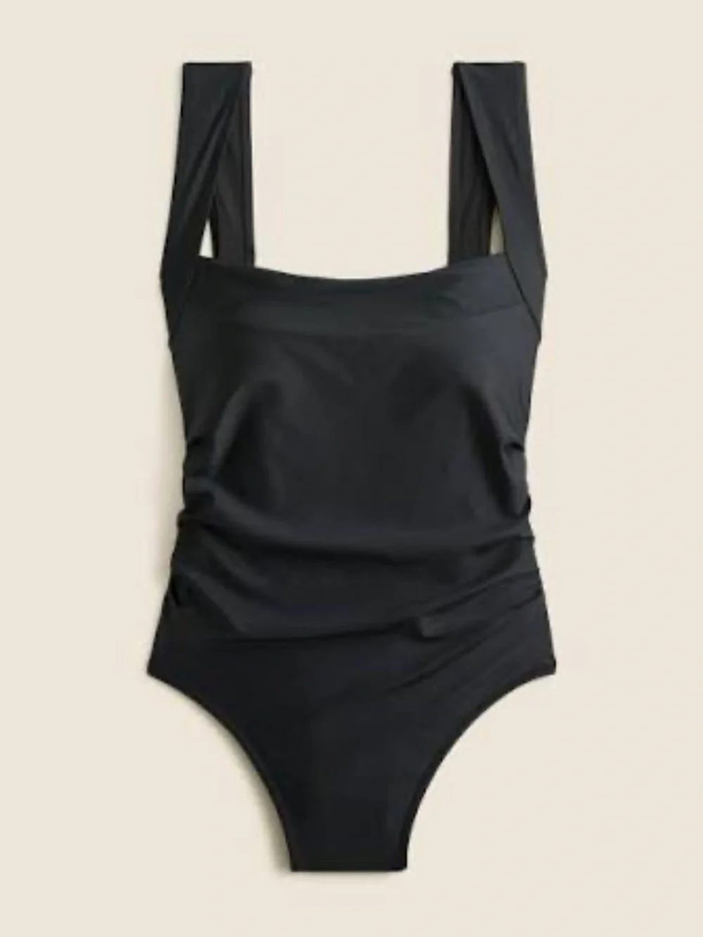J.Crew Nia Ruched Squareneck Black One-piece Swimsuit, 8, NWT